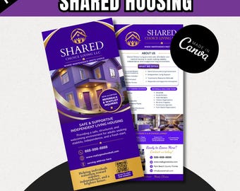 Shared Housing Rack Card Canva Template | Independent Living Facility Marketing | Transitional Housing Flyer | Editable Canva Design