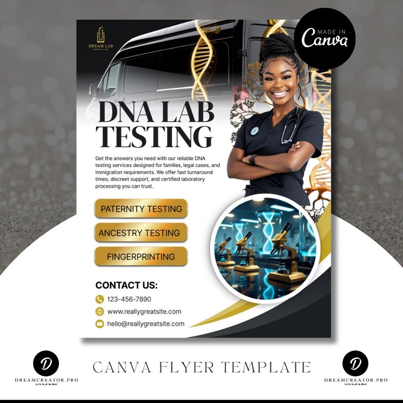 DNA Testing Instagram Post Template | Canva Editable DNA Lab Services ...