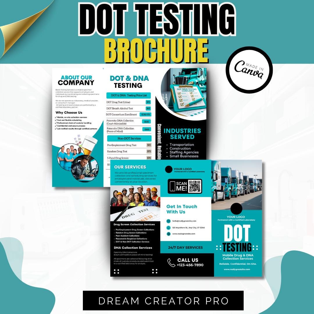 DOT Drug Testing Brochure Template | Mobile Drug & Alcohol Collection ...