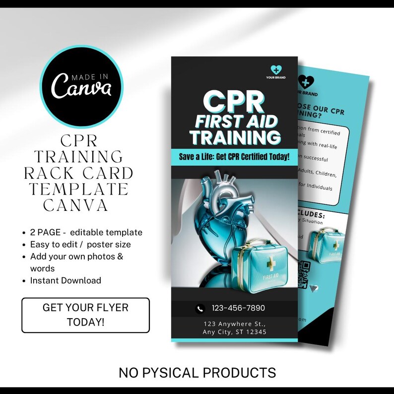 CPR Rack Card Canva TEMPLATE / DIY Medical Service Flyer/ First Aid ...