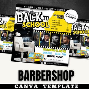 Back to School Barbershop Flyer Template | Editable Canva Design for Haircut Specials & Promotions | Kids Haircut Marketing Flyer