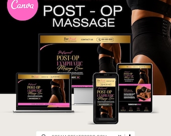 Post Op Massage Canva Website Template | Lymphatic Drainage Website | Recovery Massage Landing Page | Beauty Spa Canva Website Design