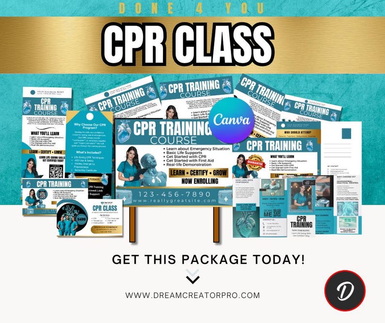 CPR Training Marketing Bundle | Flyers, Yard Sign, Tear-off, Rack Cards ...