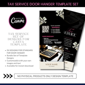 Tax Service Door Hanger Template - Editable Canva Tax Prep Door Flyer - Printable Marketing Design for Tax Preparer & Accounting Firms