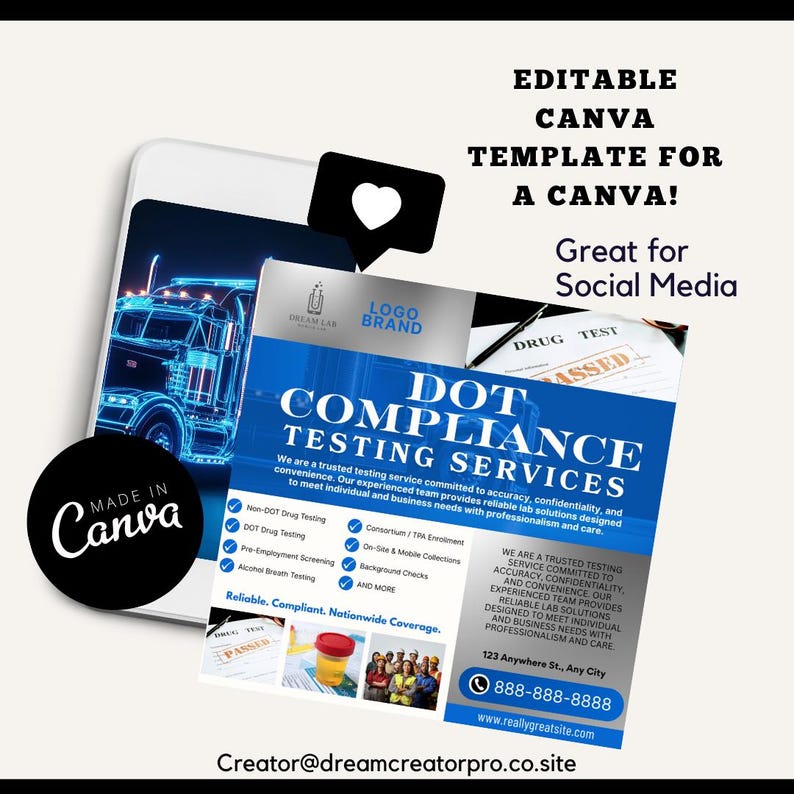 Dot Drug Testing Flyer Template | Editable Canva Design ...