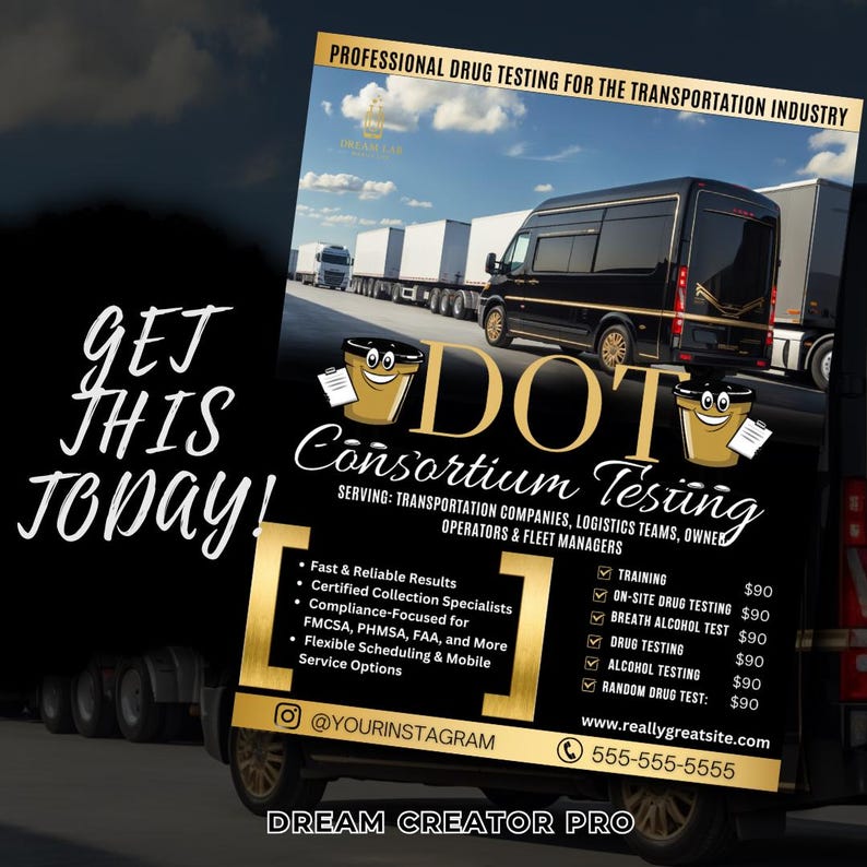 Dot Drug Testing Flyer Template | 4:5 Editable Canva Design ...