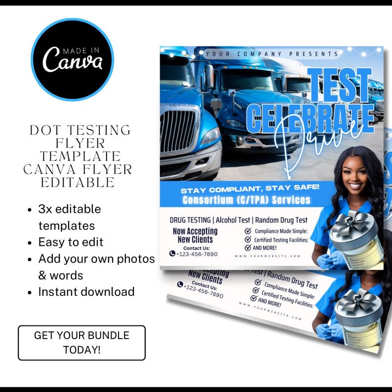DOT Testing Consortium Flyer Canva / DIY Drug Lab Service Flyer ...