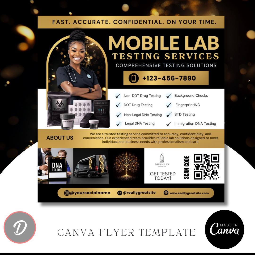 Mobile Lab Flyer | Canva Templates | Drug Testing, DNA, & DOT Service ...