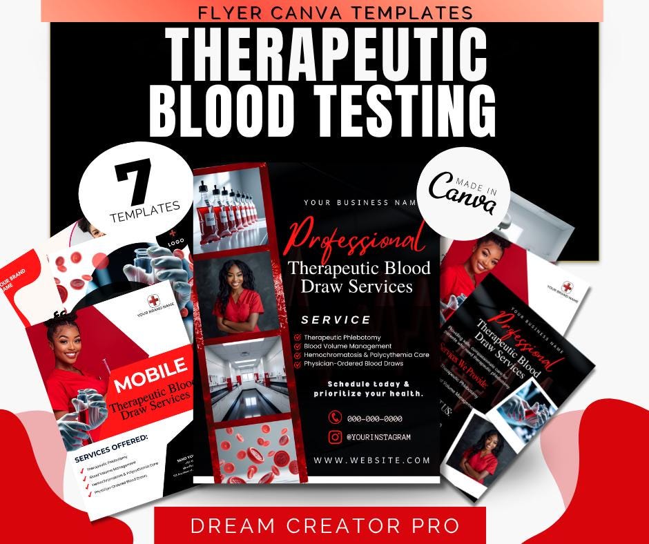 Therapeutic Blood Draw Flyer Template | Medical Phlebotomy Canva ...