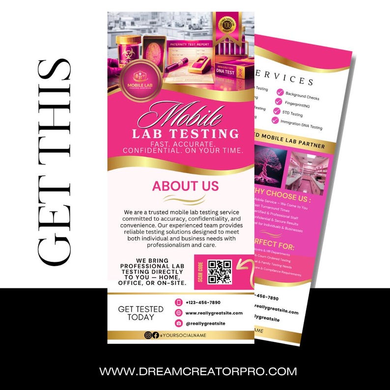 Mobile Lab Testing Rack Card Template | Drug Testing, DNA ...