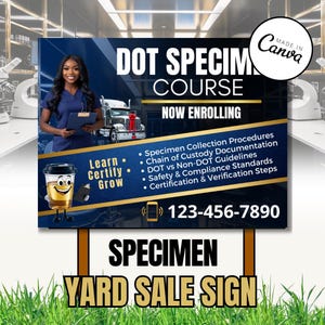 Specimen Collection Class Yard Sign Template | Phlebotomy & Lab Training Canva Sign | Medical Collection Course Yard Sign