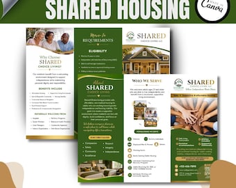 Shared Housing Service Brochure Template | Independent Living Reentry Housing Canva Brochure |  Transitional Housing Marketing Design
