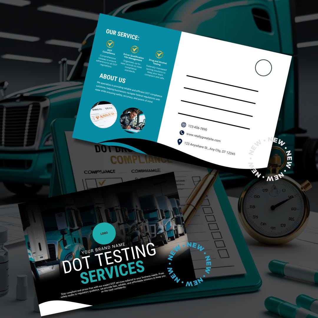 DOT Testing Canva Template Bundle | Turquoise Gold Drug Testing Kit ...