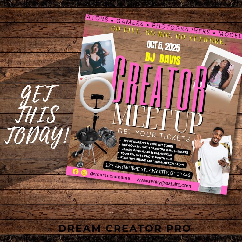 Creator Meet-up IG Flyer Template | Editable Canva Design | Content ...