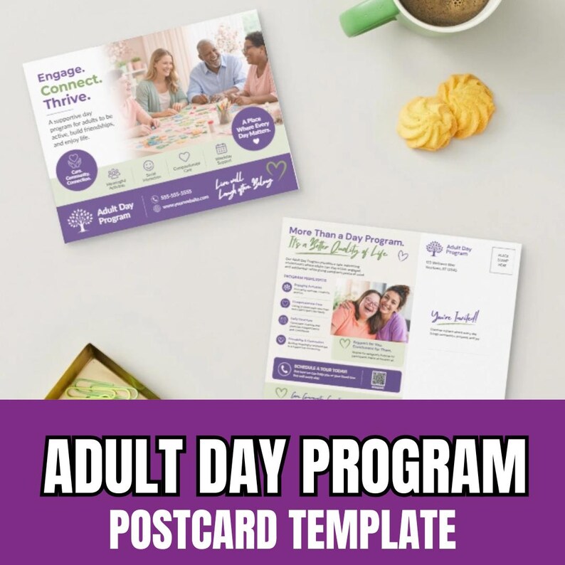 Adult Day Care Postcard Template, Senior Center Marketing Flyer ...