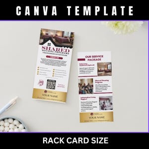 Shared Housing Rack Card Template | Independent Living & Reentry Housing Canva Marketing Card Design