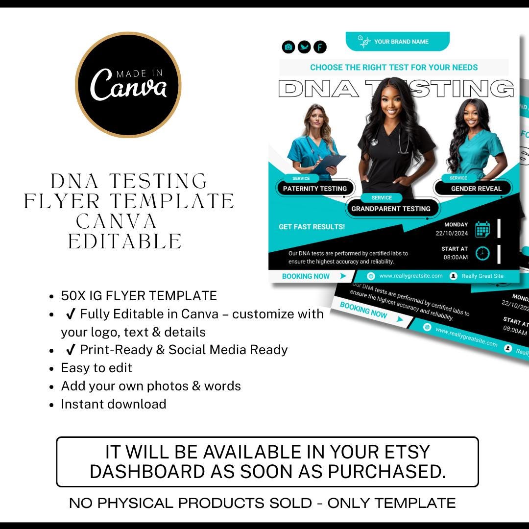 DNA Testing Flyer Canva Templates / DIY DNA Lab Service Instagram ...