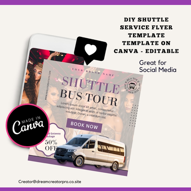 Van Ride Flyer Shuttle Service Flyer Canva Template / Car Service Flyer / Service ...