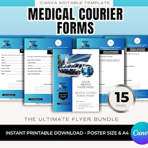 Medical Courier Forms Template | Printable Courier Business Forms | Canva PDF Editable Templates | Medical Delivery Packet | HIPAA Compliant