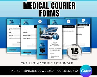 Plantilla de formularios de mensajería médica / Formularios comerciales de mensajería imprimibles / Plantillas editables en PDF de Canva / Paquete de entrega médica / Cumple con la HIPAA