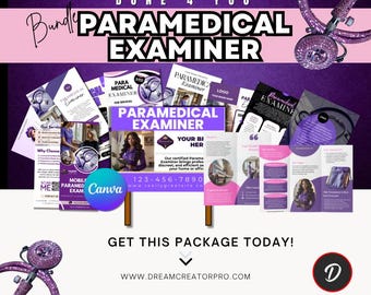 Paramedical Examiner Canva Templates Bundle | Mobile Medical Exam Flyers, social media, Brochure, Rack Card & Yard Sign | Marketing Kit