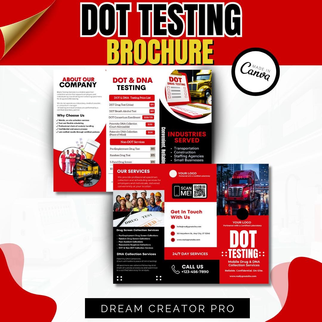 DOT Drug Testing Brochure Template | Mobile Drug & Alcohol Collection ...