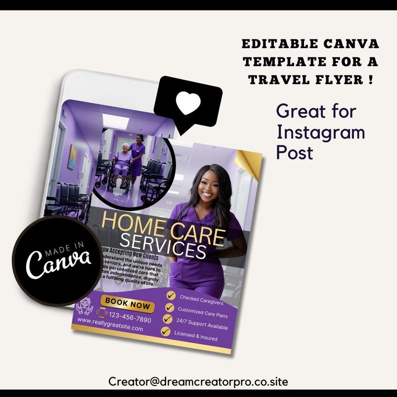 Home Care Service Flyer / DIY Home Care Service Flyer/ Canva Template / Medical Template / Medical flyer / Medical flyer Template / CNA