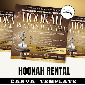 Hookah Rental Flyer Template | Editable Canva Lounge Party Flyer | Hookah Bar Event Poster | Luxury Nightlife Digital Download