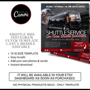 Shuttle Bus Flyer Template | Editable Canva Transportation Service ...