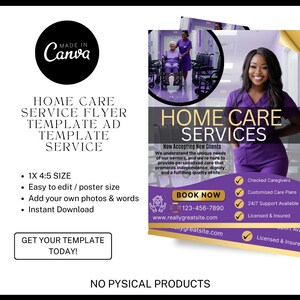 Home Care Service Flyer / DIY Home Care Service Flyer/ Canva Template / Medical Template / Medical flyer / Medical flyer Template / CNA