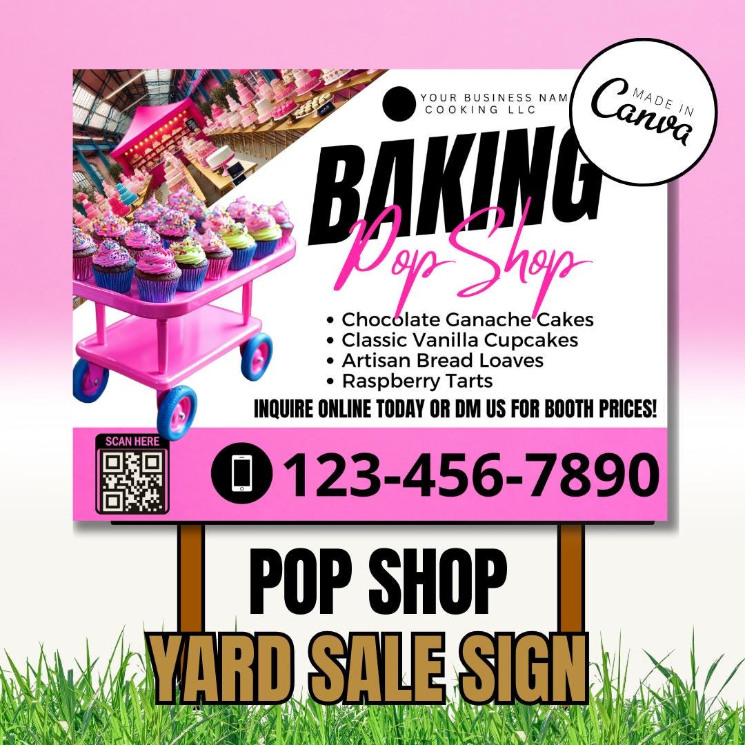 Baker Sign Baking Pop-up Shop Yard Sign Template | Bakery Dessert Vendor Sign ...