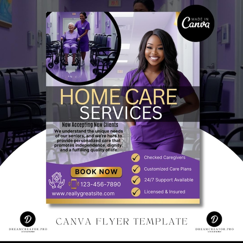 Home Care Service Flyer / DIY Home Care Service Flyer/ Canva Template / Medical Template / Medical flyer / Medical flyer Template / CNA