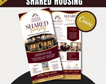 Shared Housing Rack Card Template | Independent Living & Reentry Housing Canva Marketing Card Design