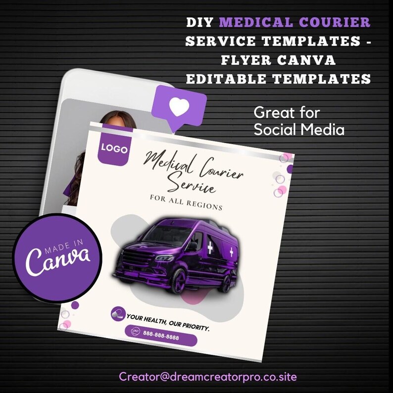 Medical Courier Service Flyer / DIY Medical Courier Service Flyer/ Canva Template 2024 / Medical Template / Medical flyer / Medical Template