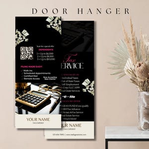 Tax Service Door Hanger Template - Editable Canva Tax Prep Door Flyer - Printable Marketing Design for Tax Preparer & Accounting Firms
