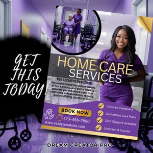 Home Care Service Flyer / DIY Home Care Service Flyer/ Canva Template / Medical Template / Medical flyer / Medical flyer Template / CNA