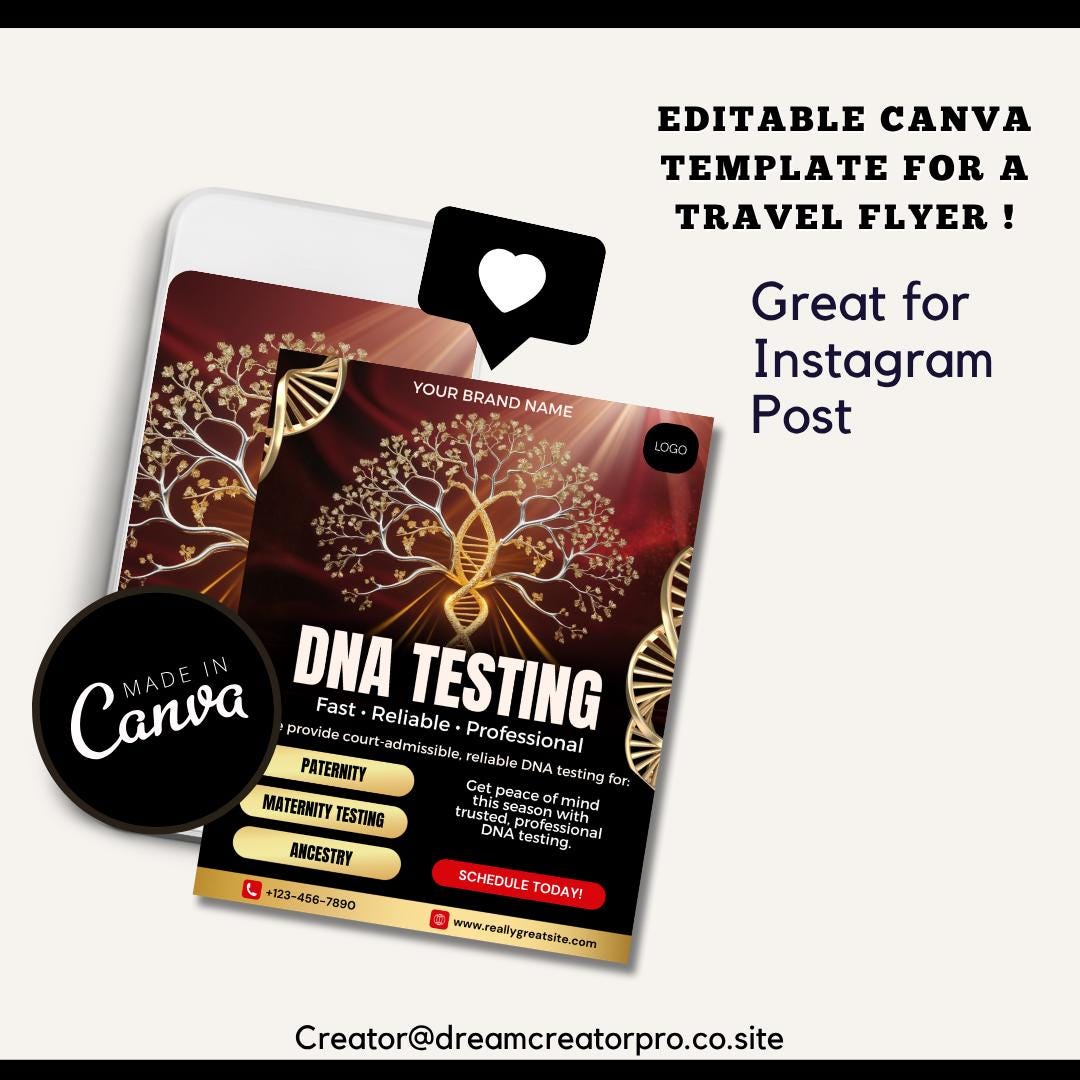 DNA Testing Instagram Post Template | Canva Editable DNA Lab Services ...