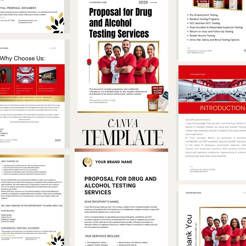 Drug & Alcohol Testing Proposal Template – Editable Canva Business ...