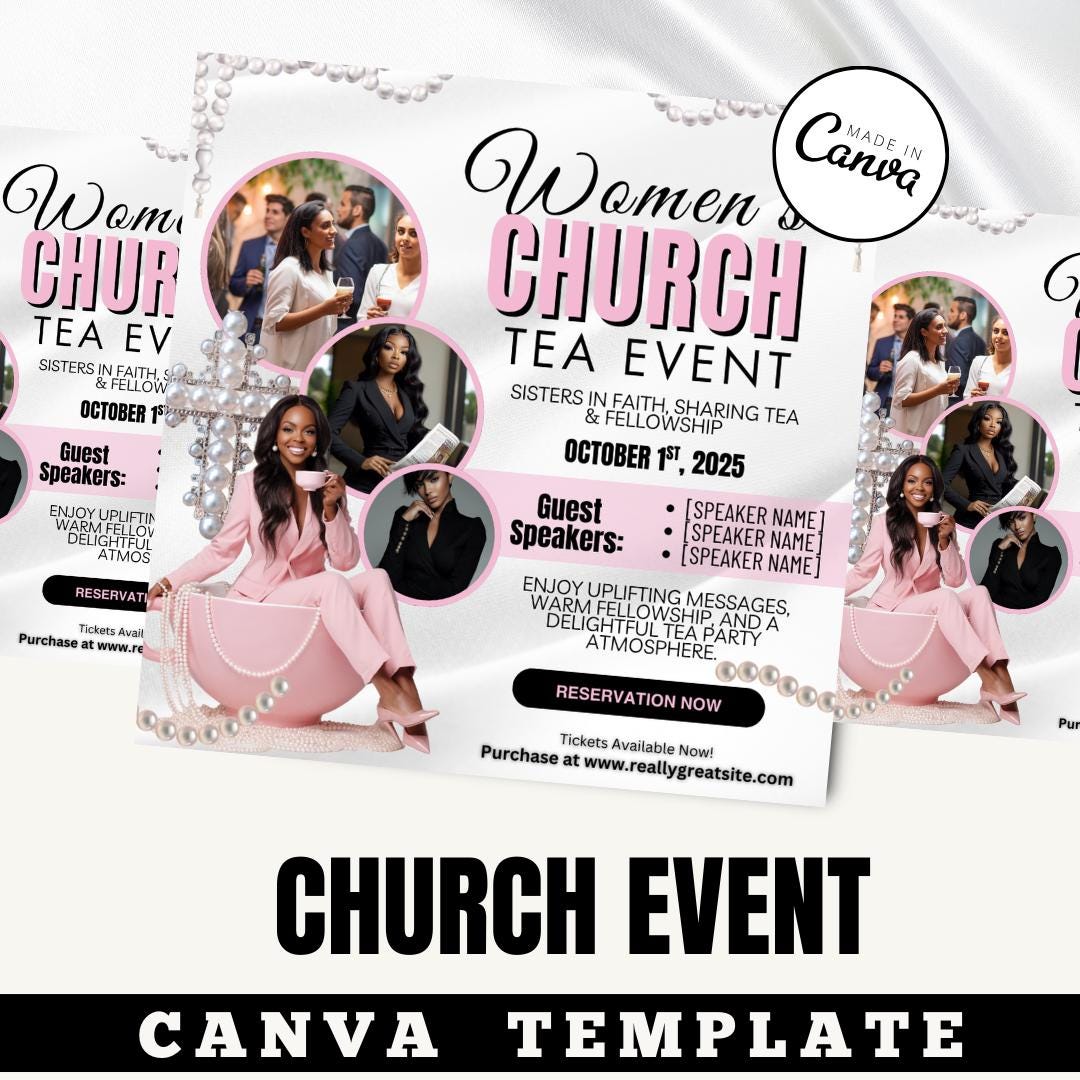 Women’s Church Tea Party Flyer Template | Editable Canva Event Flyer ...