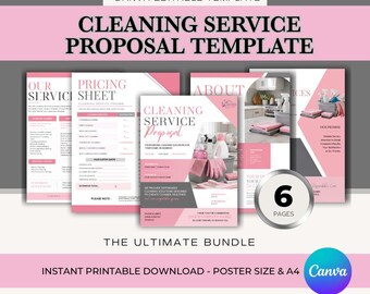 Cleaning Service Proposal Template | Editable Canva Cleaning Business Proposal | Pricing Sheet | Residential & Commercial Cleaning Forms