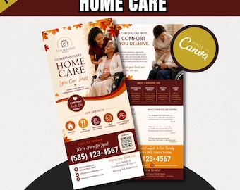 Fall Home Care Service Rack Card / DIY Home Care Service Flyer / Home Care senior / Medical Template / Home Care / CNA / Printable