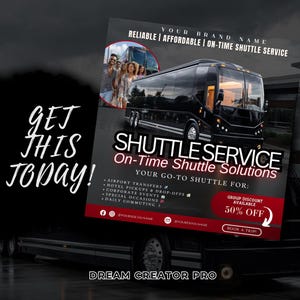 Shuttle Bus Flyer Template | Editable Canva Transportation Service ...