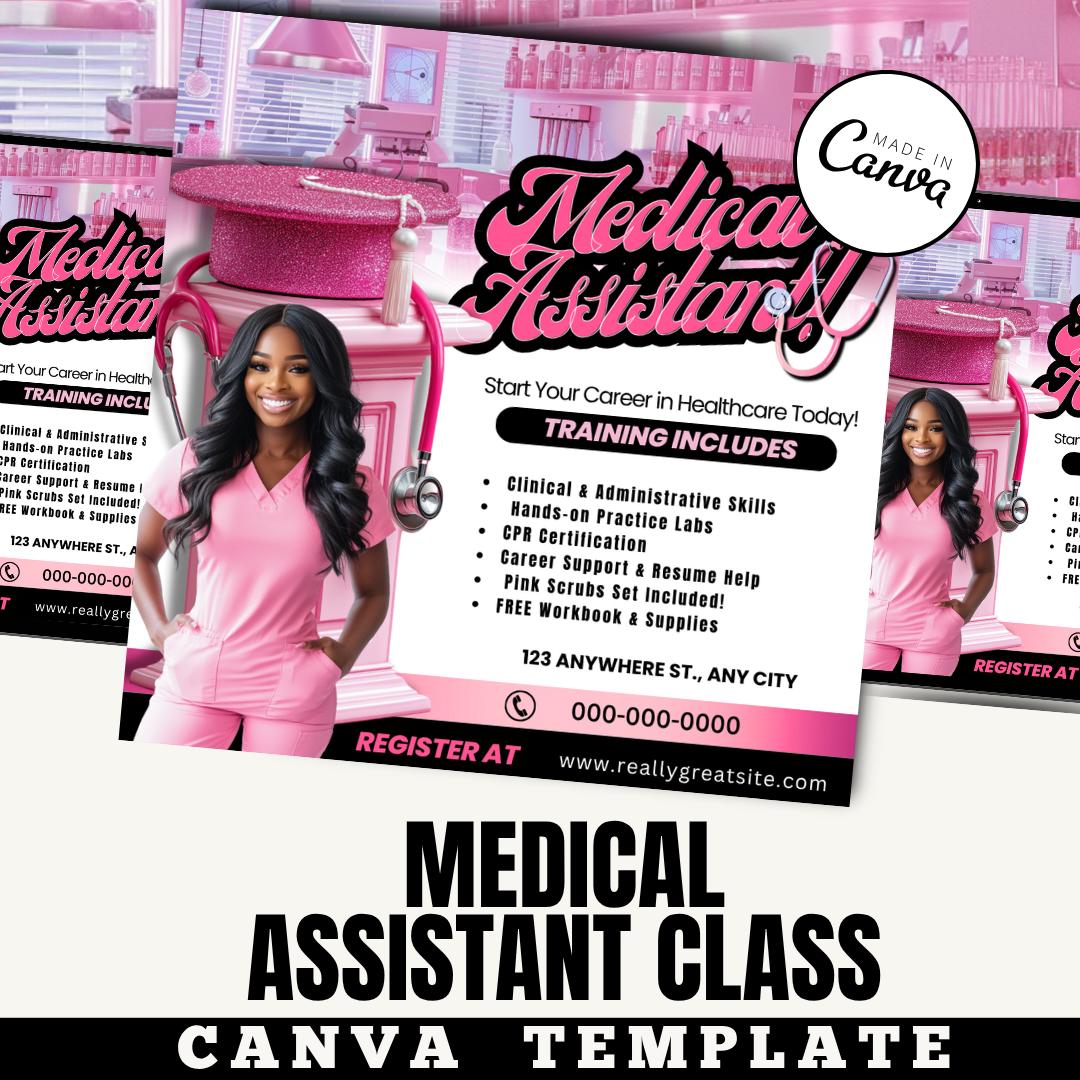 Medical Assistant Class Flyer Canva Template – Phlebotomy Bundle Promo ...