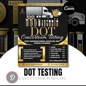 Dot Drug Testing Flyer Template | 4:5 Editable Canva Design | Transportation Compliance, DOT & Non-DOT Testing IG Post
