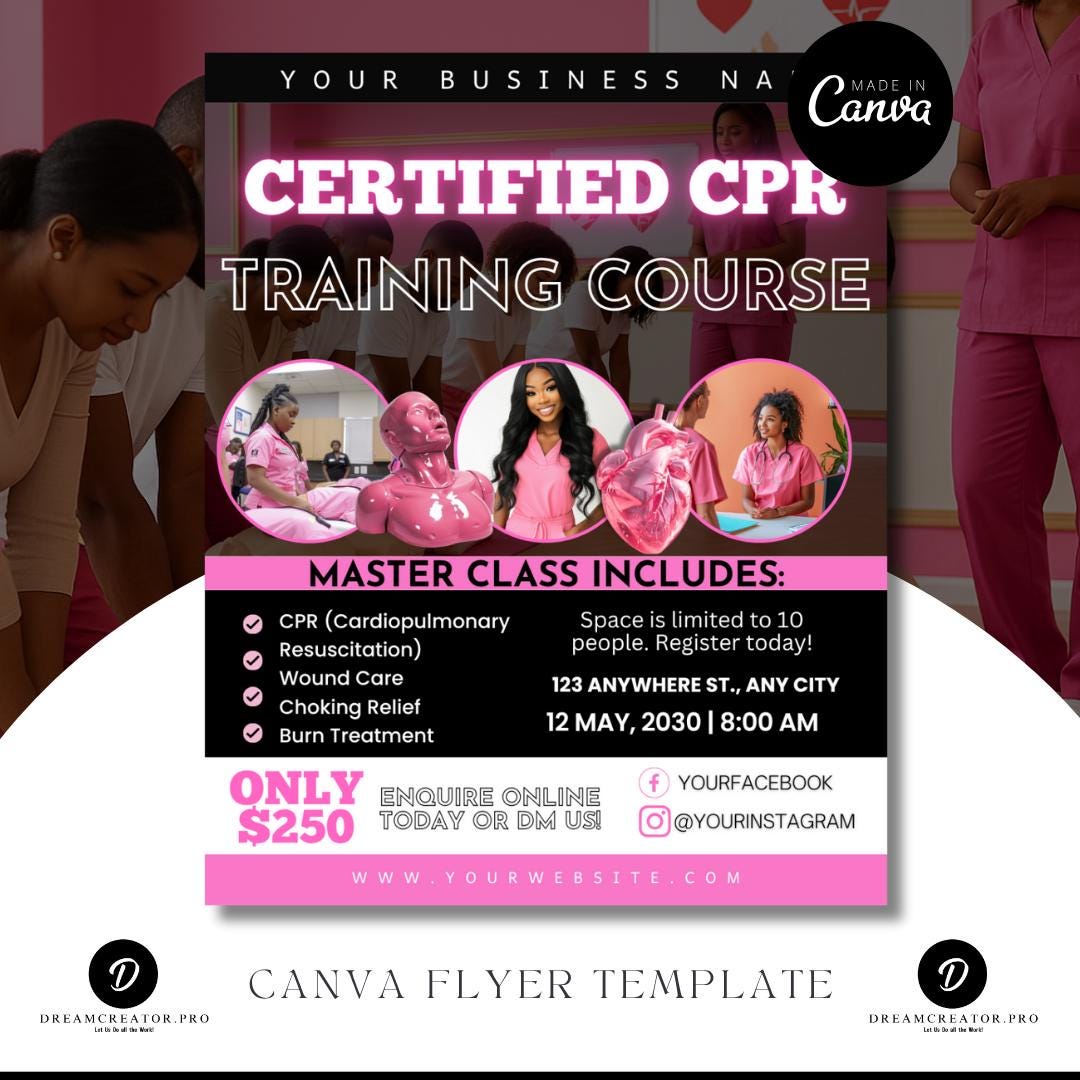 CPR Flyer TEMPLATE / DIY Medical Service Flyer/ First Aid Flyer ...