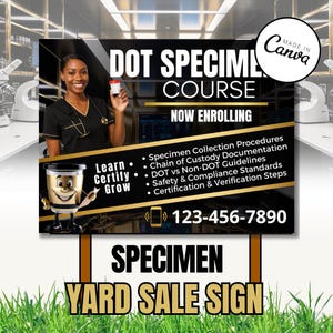 Specimen Collection Class Yard Sign Template | Phlebotomy & Lab Training Canva Sign | Medical Collection Course Yard Sign