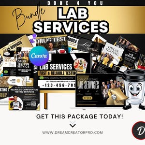 Lab Solutions Bundle Canva Flyer Template / DIY Mobile Lab Service / Dna Testing / Medical IG / Dot Drug Testing / Video ad / Yard Sign / ig
