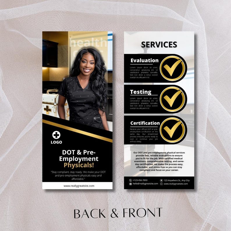 Doctors Rack Cards Examples DOT & Pre-employment Physicals Rack Card / DIY Medical Service/ Mobile ...