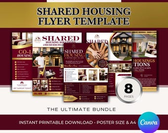 Shared Housing Independent Living Printable Flyer Bundle | Transitional Housing Canva Templates | Reentry, Seniors Supportive Living