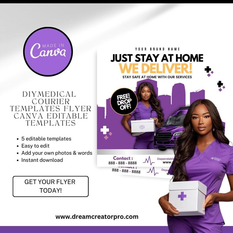 Medical Courier Service Flyer / DIY Medical Courier Service Flyer/ Canva Template 2024 / Medical Template / Medical flyer / Medical Template